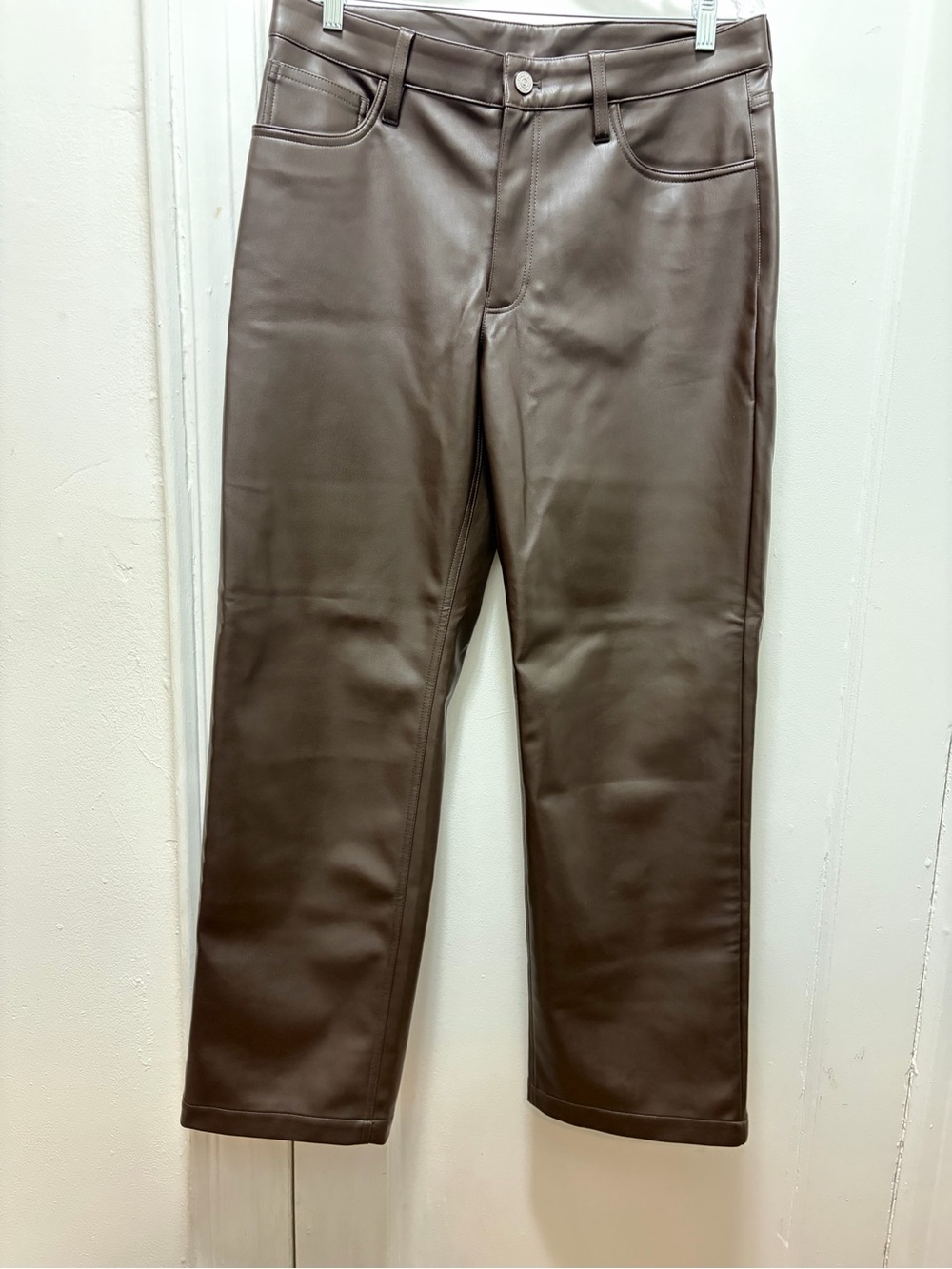 Calvin Klein Jeans Brown Faux Leather Pants